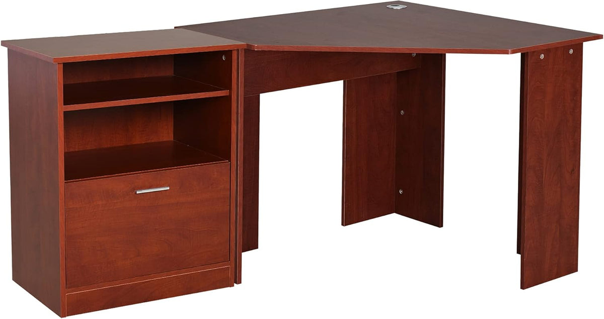 Black L-Shaped Computer Desk with Storage E93348