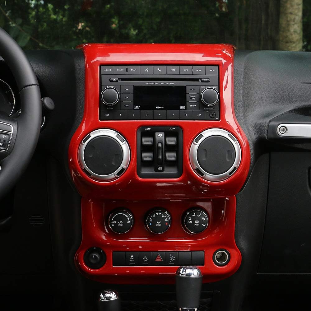Carbon Fiber Car Interior Center Console Dashboard Panel Frame Cover Trims for Jeep Wrangler 2011-2017, Pack of 2 V693