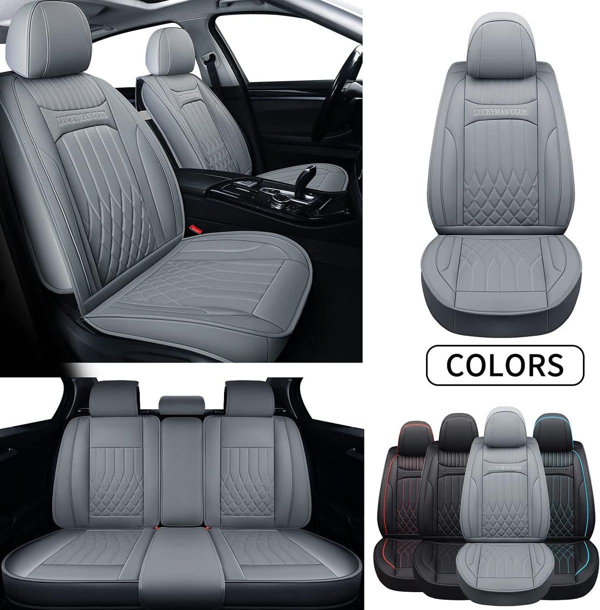 Universal Car Seat Covers Full Set Black/Red H6972