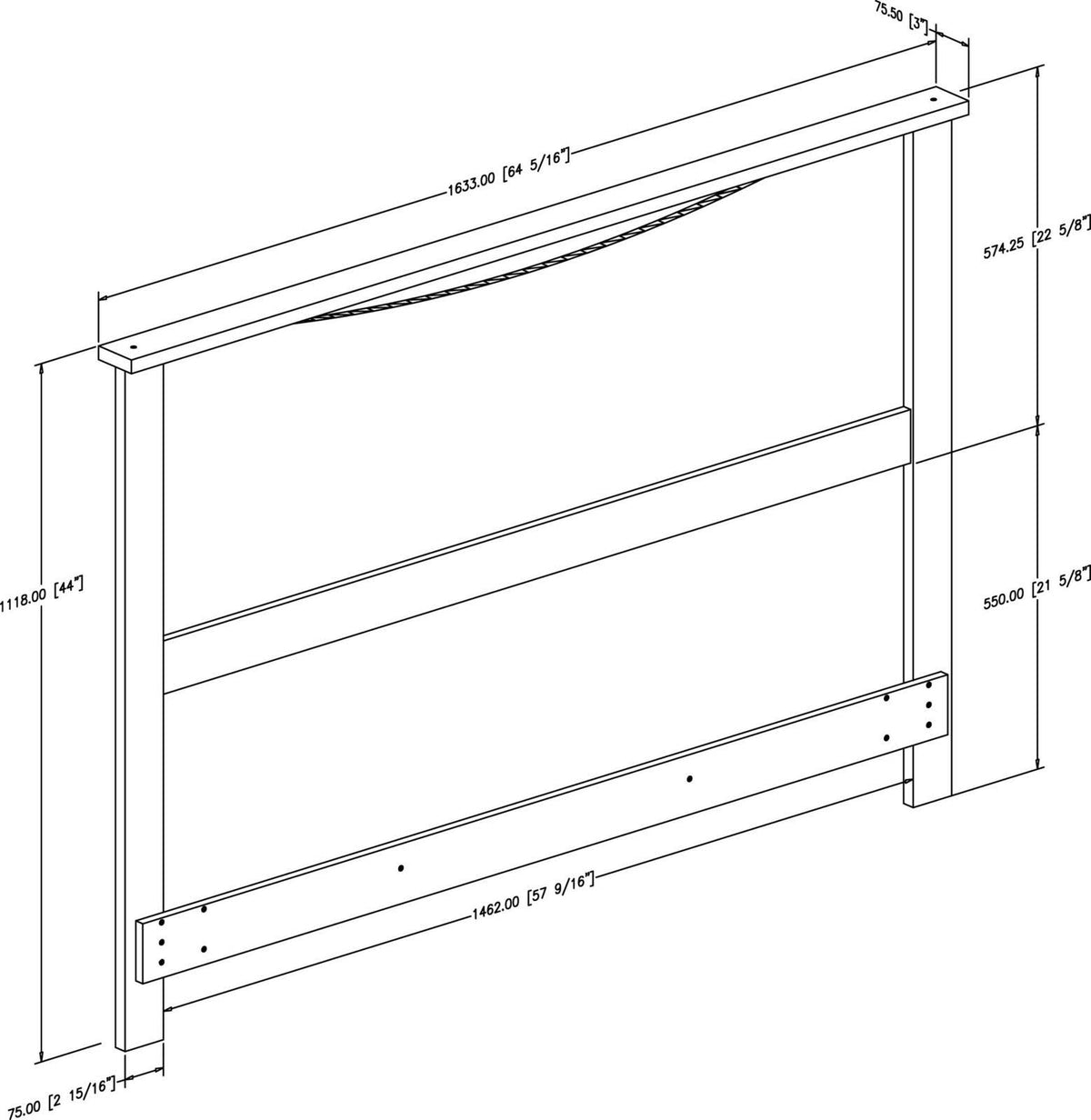 Pure Black Full/Queen Headboard H236