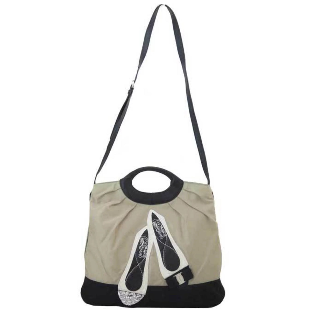 Pre-Owned Nylon Leather Handbag Shoulder Bag Z857136