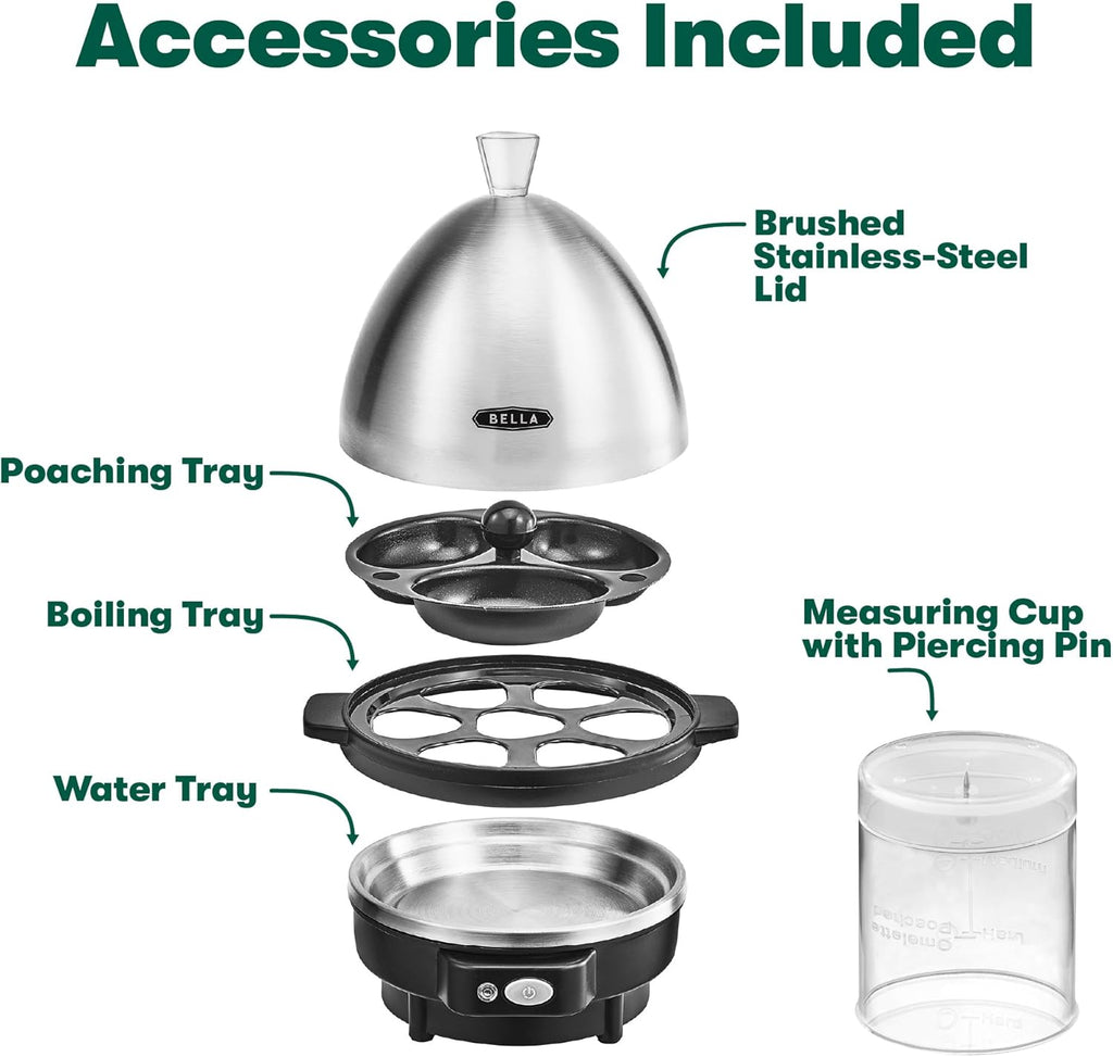 Black Electric Egg Cooker with 7 Egg Capacity Tray O95920