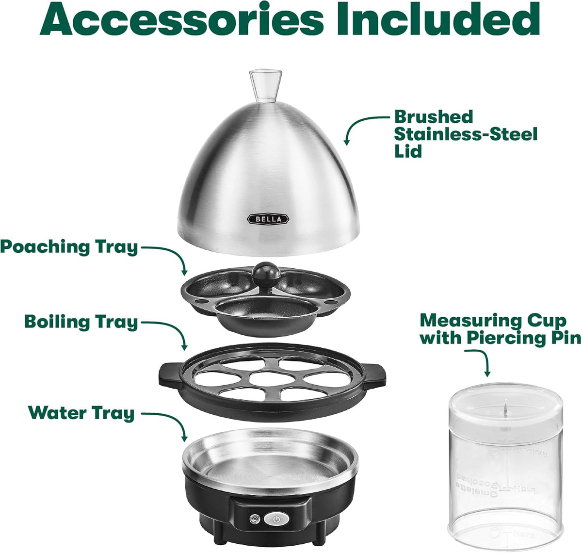 Black Electric Egg Cooker with 7 Egg Capacity Tray O95920