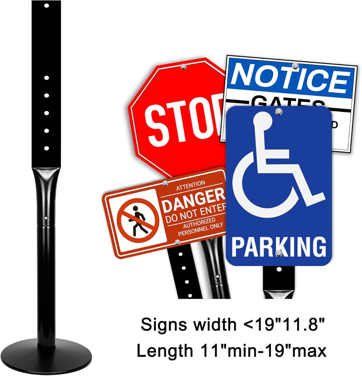 48" Heavy Duty Cast Iron Movable Sign Stand, Black, Pack of 2 C991470