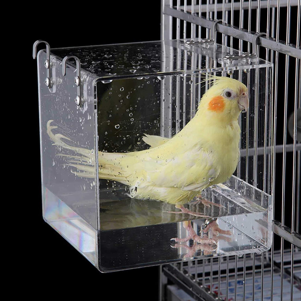 Bird Bath Cage Cleaning Pet Supplies Cockatiel Bird Bathtub with Hanging Hooks Z129833