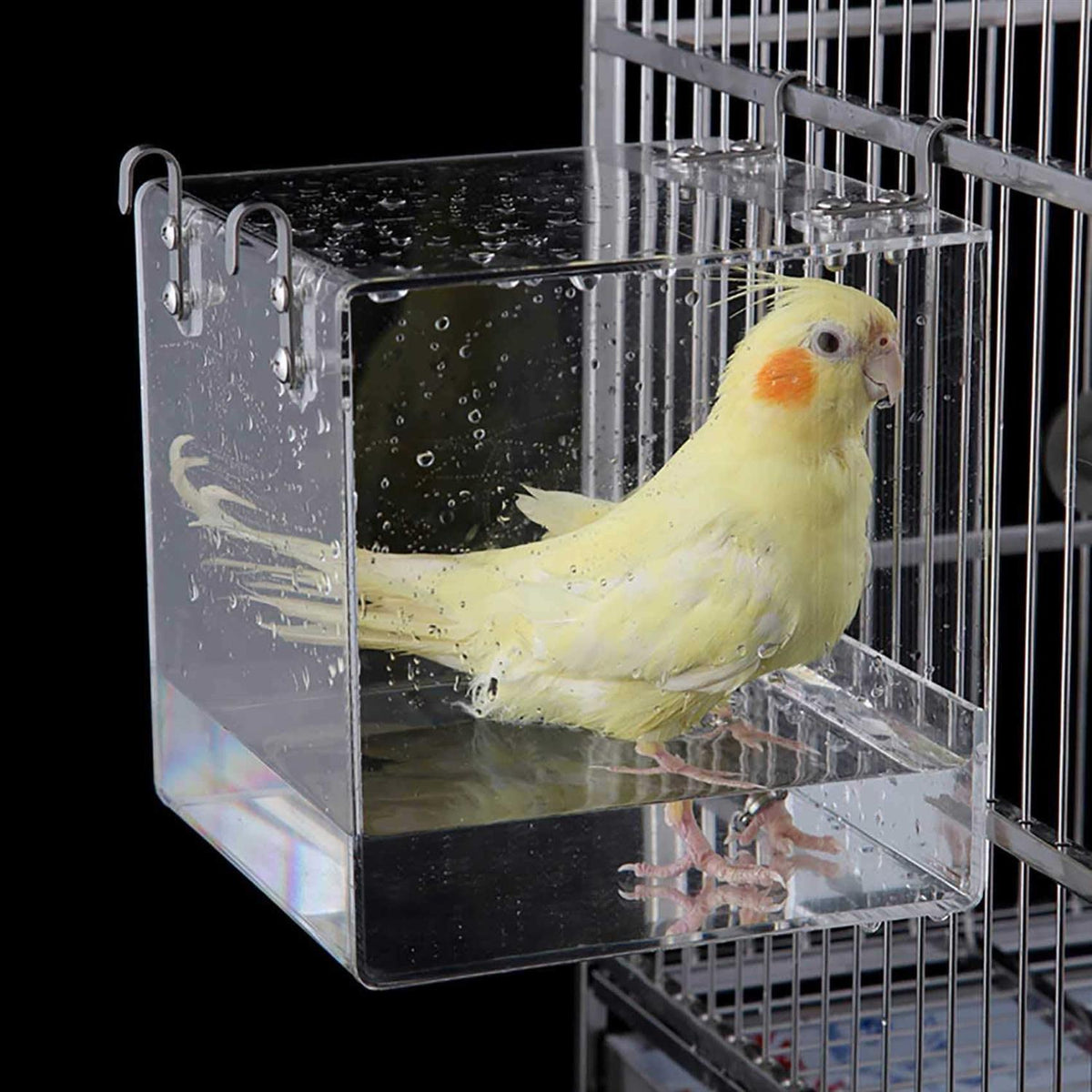 Bird Bath Cage Cleaning Pet Supplies Cockatiel Bird Bathtub with Hanging Hooks Z129833