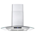 380 CFM Convertible Wall Mount Range Hood with Glass Canopy C777634
