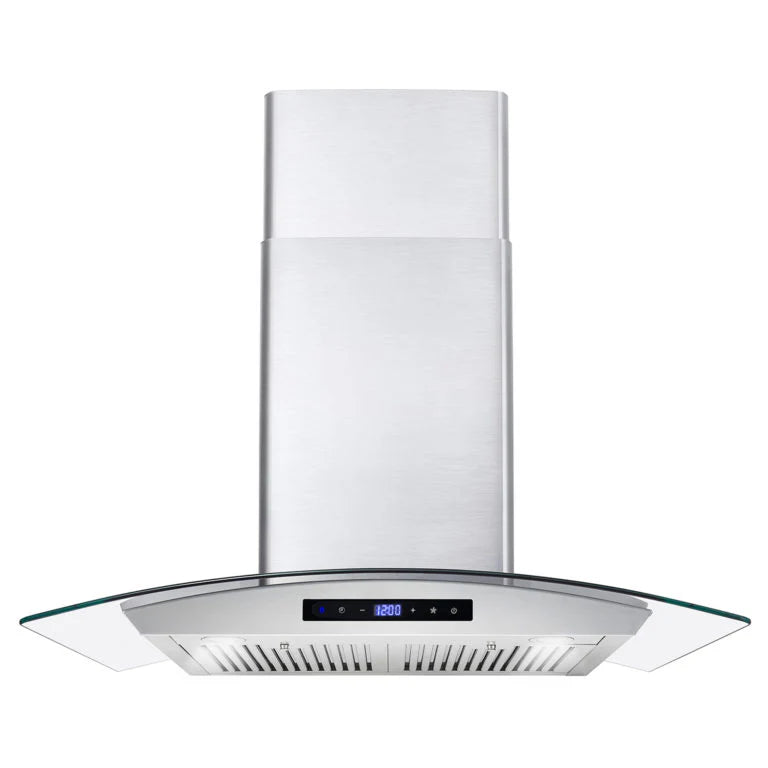 380 CFM Convertible Wall Mount Range Hood with Glass Canopy C777634