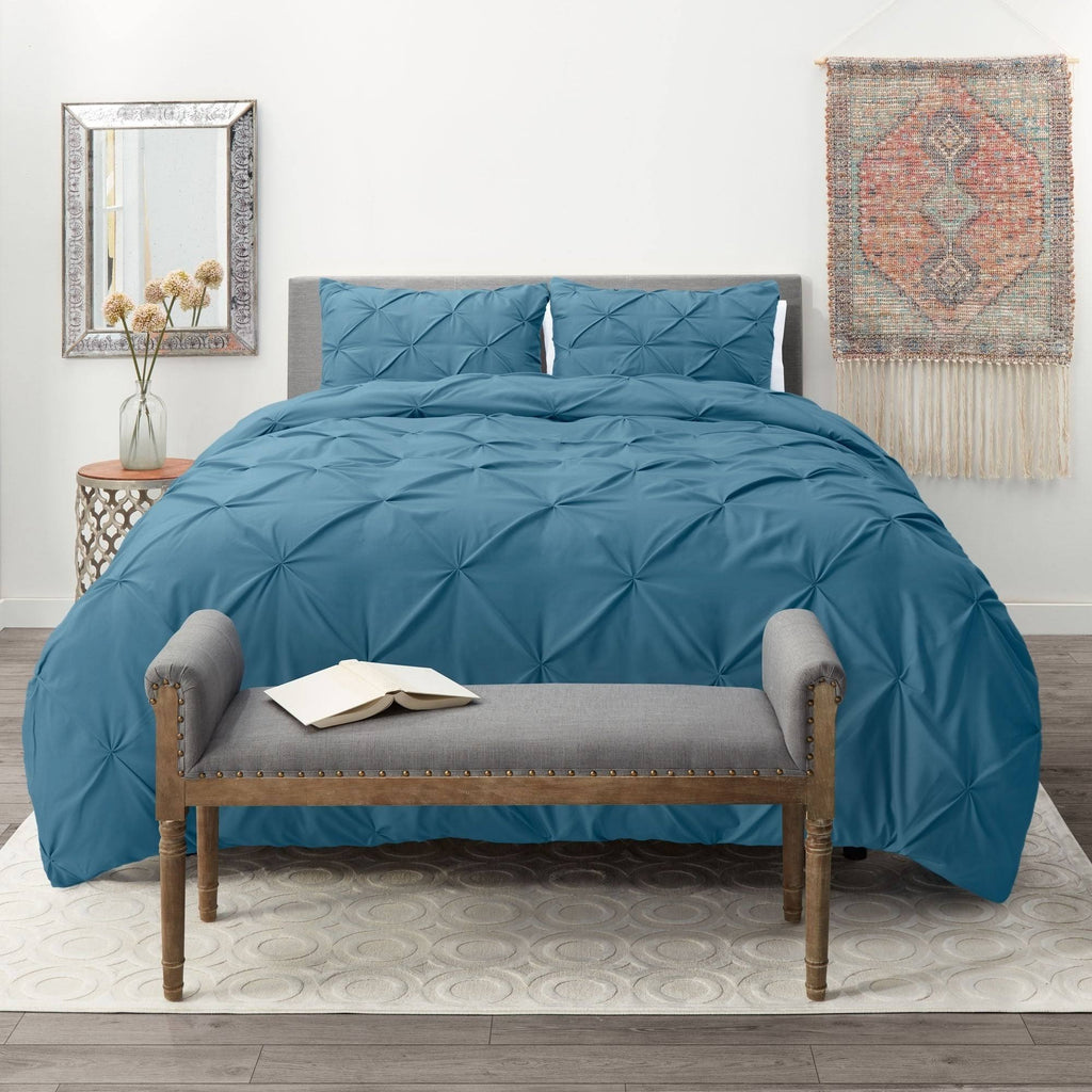 Cream California King Pinch Pleat Duvet Cover Set G52829