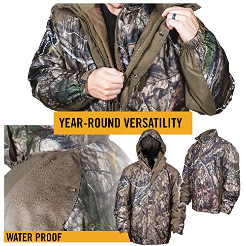 Men’s 3-in-1 Insulated Camo Hunting Parka, Waterproof, Removable Hood Q24866