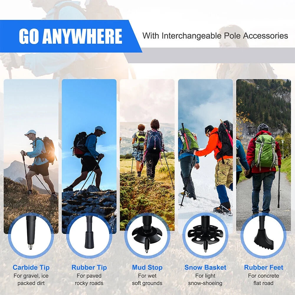 Blue Aluminum Quick Lock Trekking Poles G975