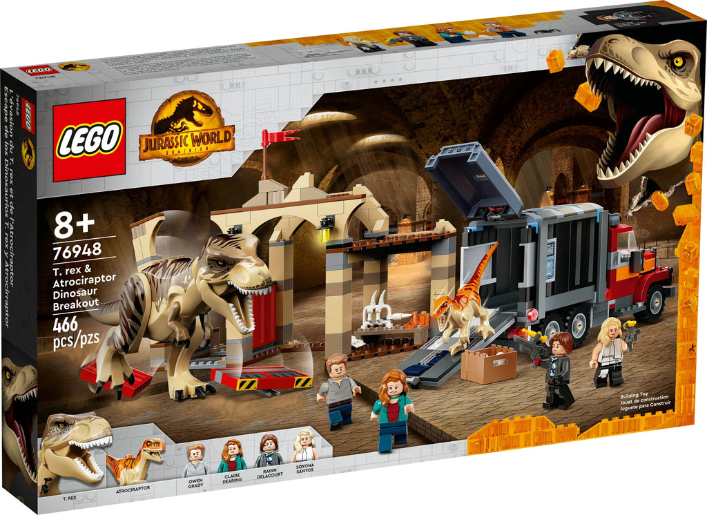 LEGO Jurassic World T. rex & Atrociraptor Dinosaur Breakout with 4 Minifigures B737156