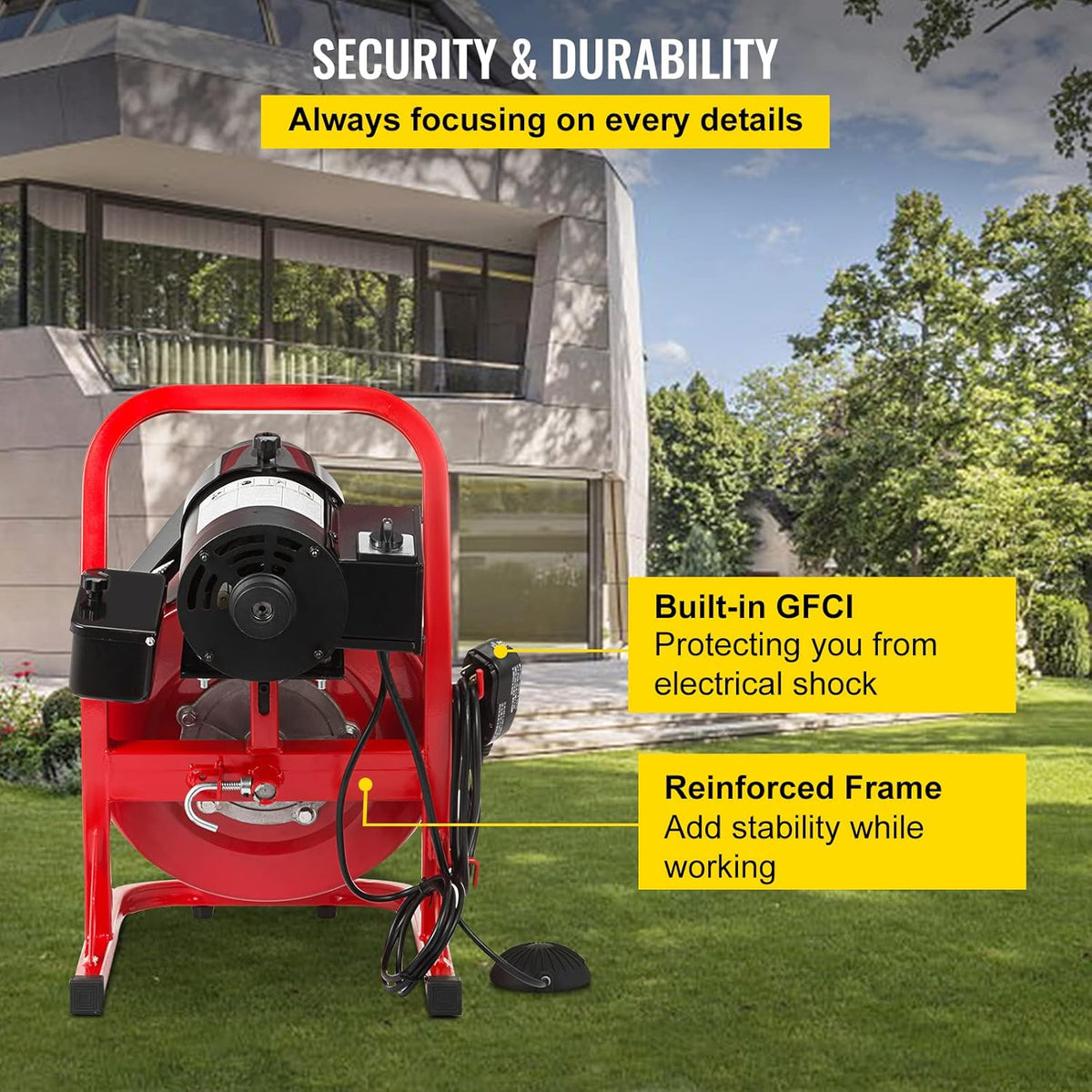 50 Ft x 1/2 Inch Drain Cleaning Machine with 4 Cutters H154458