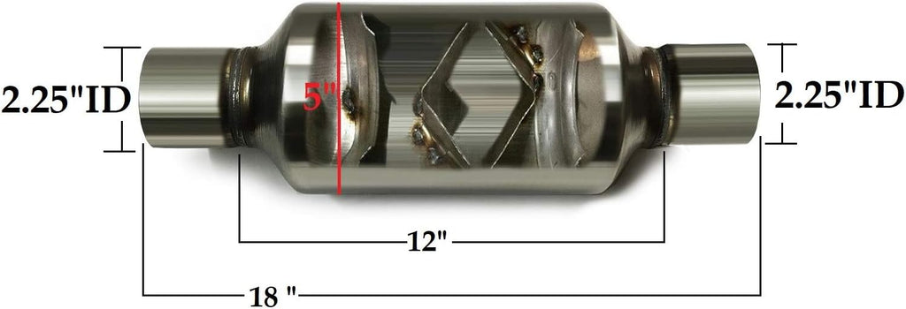 Pair of single chamber universal performance race round mufflers 2.25" Pack of 2 A693