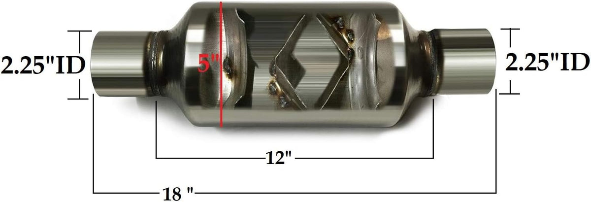 Pair of single chamber universal performance race round mufflers 2.25" Pack of 2 A693