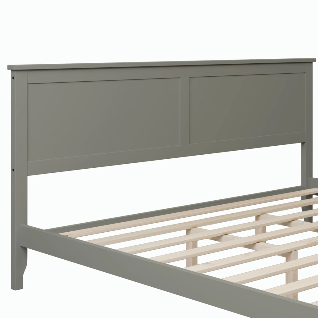 King Size Wood Platform Bed Frame with Headboard B5848