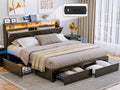 Black King Size Upholstered Platform Bed Frame with 4 Storage Drawers I2369