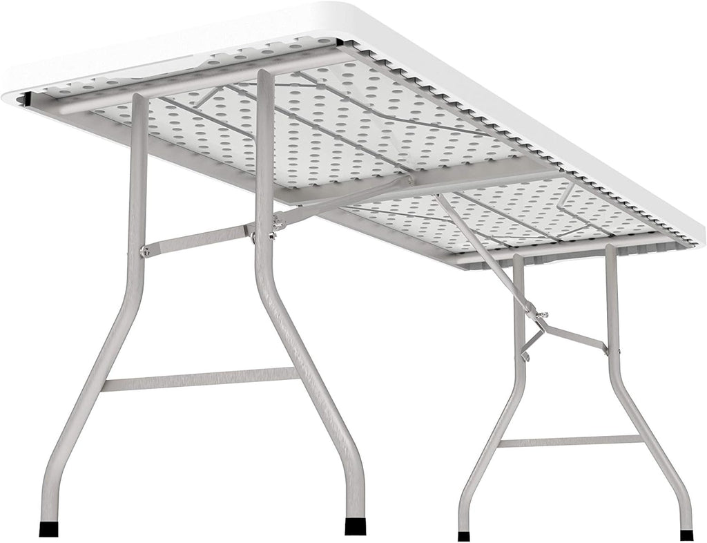 White 4 Foot Folding Utility Table with Carrying Handle A63410