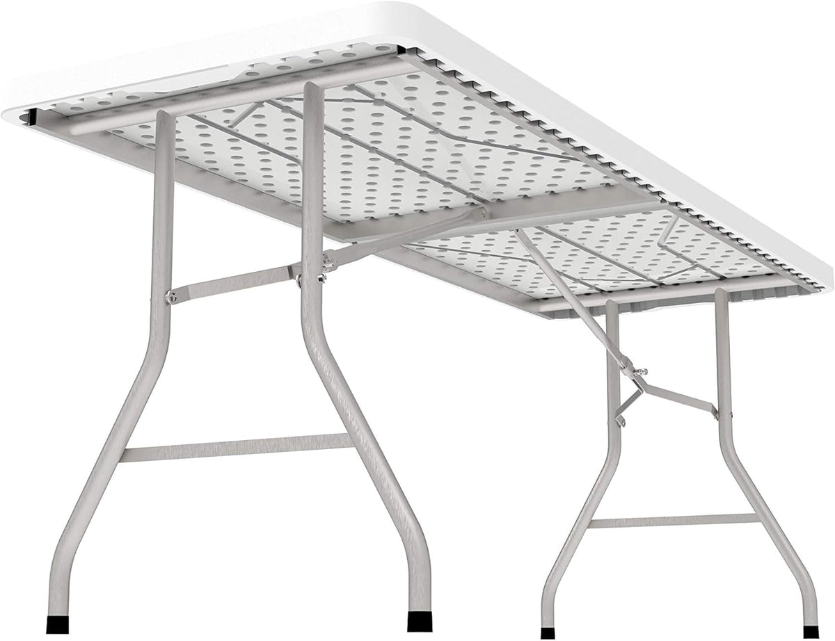 White 4 Foot Folding Utility Table with Carrying Handle A63410