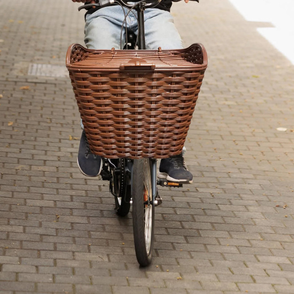 Woven Bike Basket with Lid W222424