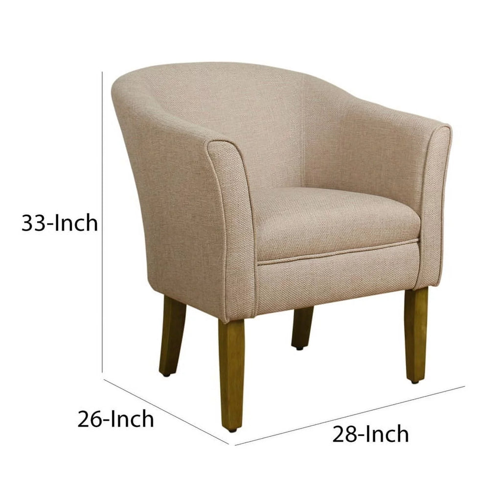 Cream and Brown Fabric Upholstered Wooden Accent Chair U285