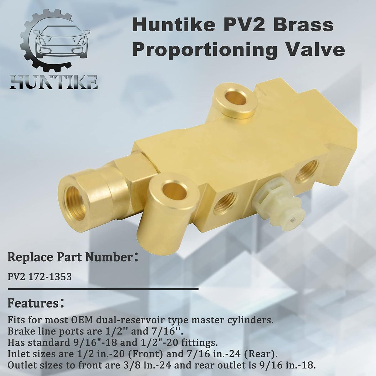 Brass Proportioning Valve Disc/Drum Brake Compatible with GM Street Rod Classic Car & Truck Pack of 2 L1651