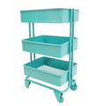 Blue Metal Storage Shelf with Dollhouse Furniture Decor O92066