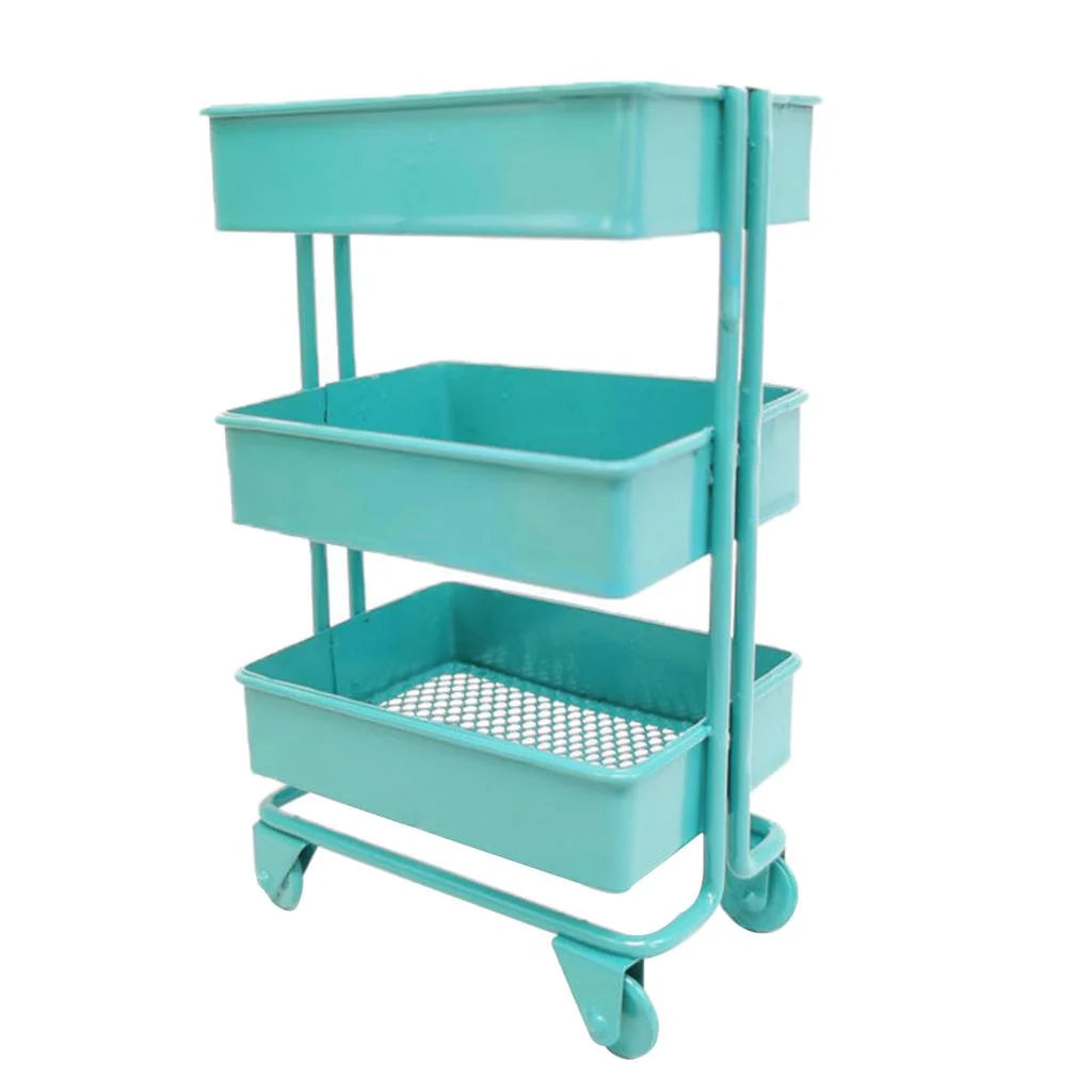 Blue Metal Storage Shelf with Dollhouse Furniture Decor O92066