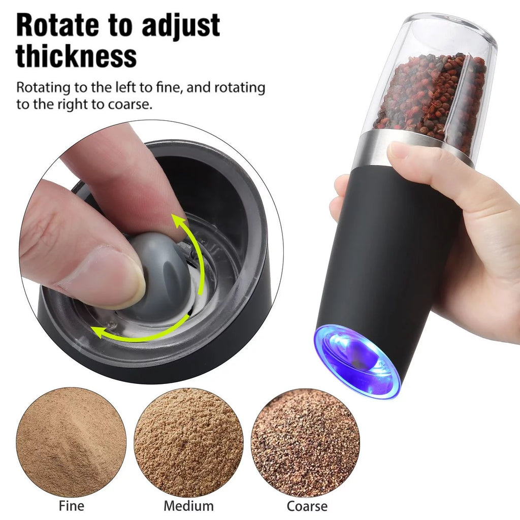 2 Pack Electric Salt and Pepper Grinder Set with Adjustable Coarseness O8877