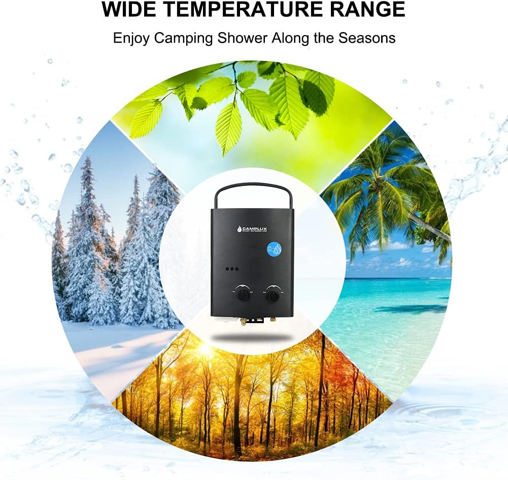 Black 1.32 GPM Outdoor Propane Gas Tankless Water Heater D5971