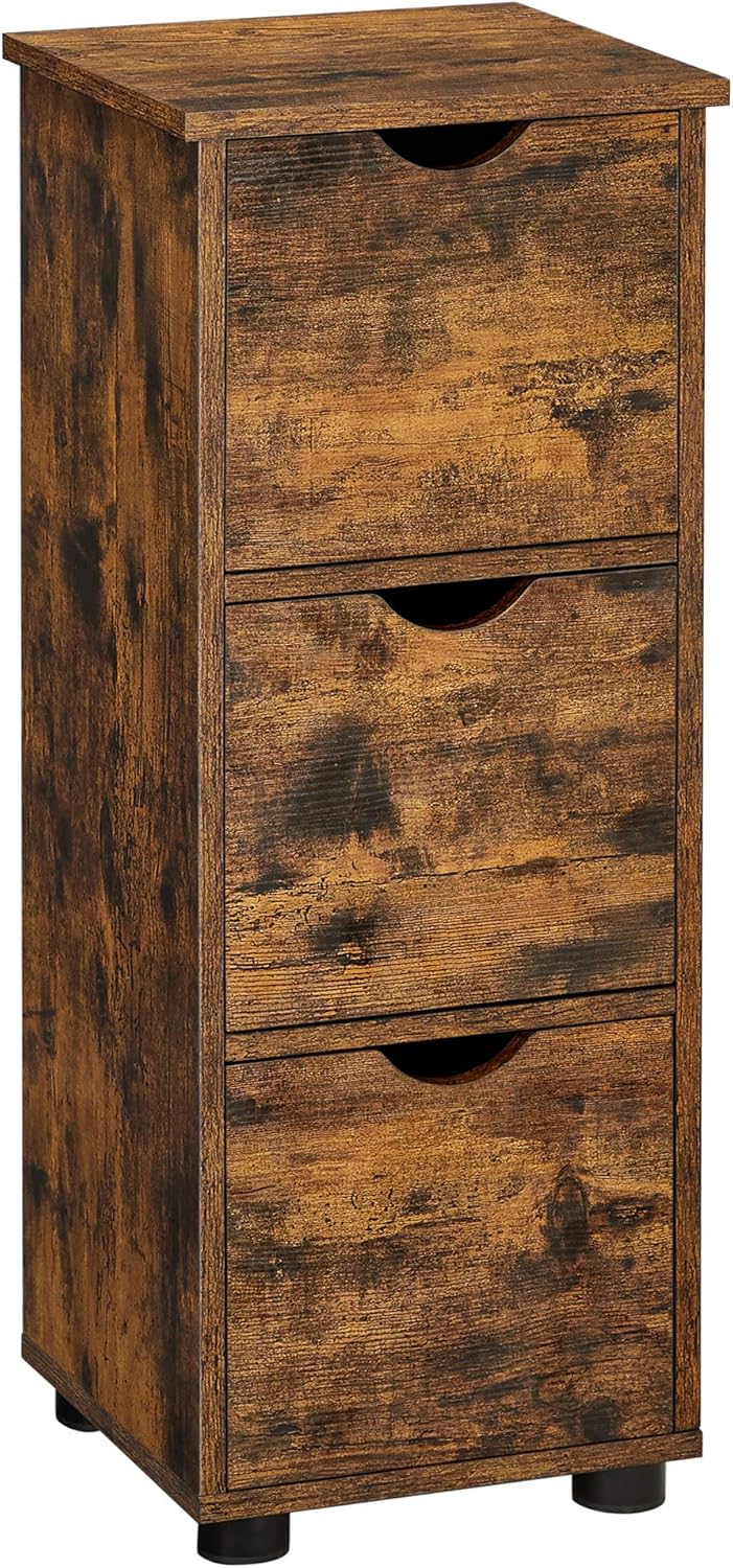 Rustic Brown 3 Drawer Storage Cabinet Y141637