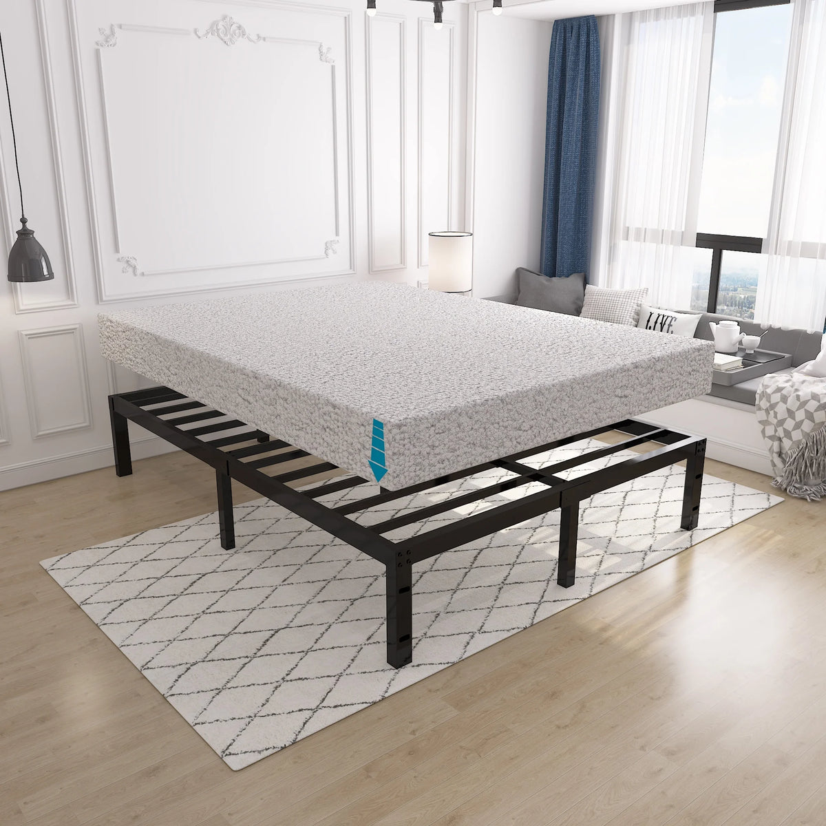 Queen Heavy Duty Metal Platform Bed Frame P1791