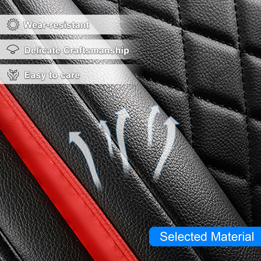 5 Seats PU Leather Car Seat Covers with 4 Pillows Black+Red M349340