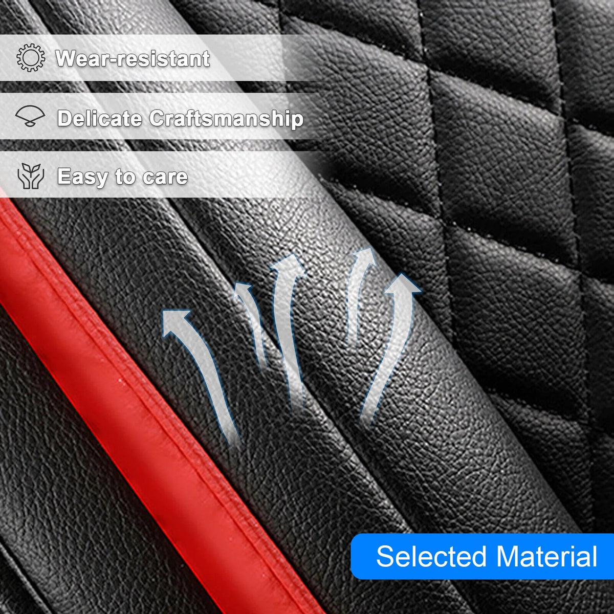 5 Seats PU Leather Car Seat Covers with 4 Pillows Black+Red M349340