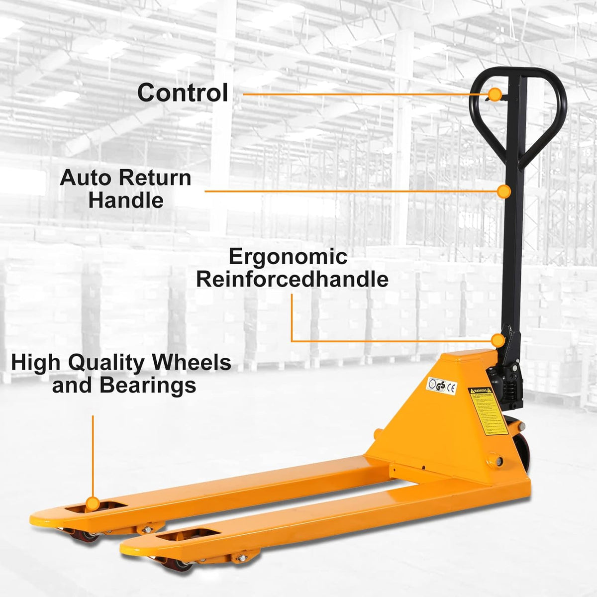 Manual Pallet Jack 4400lbs Capacity 48 Lx27 W Fork Size Y44273
