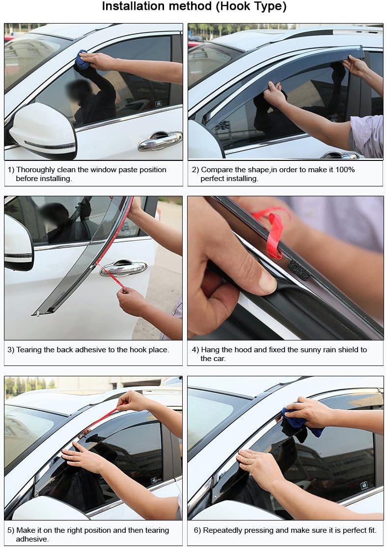 Car Window Visor Vent Shade Deflector Sun Rain Fog Guards N80279