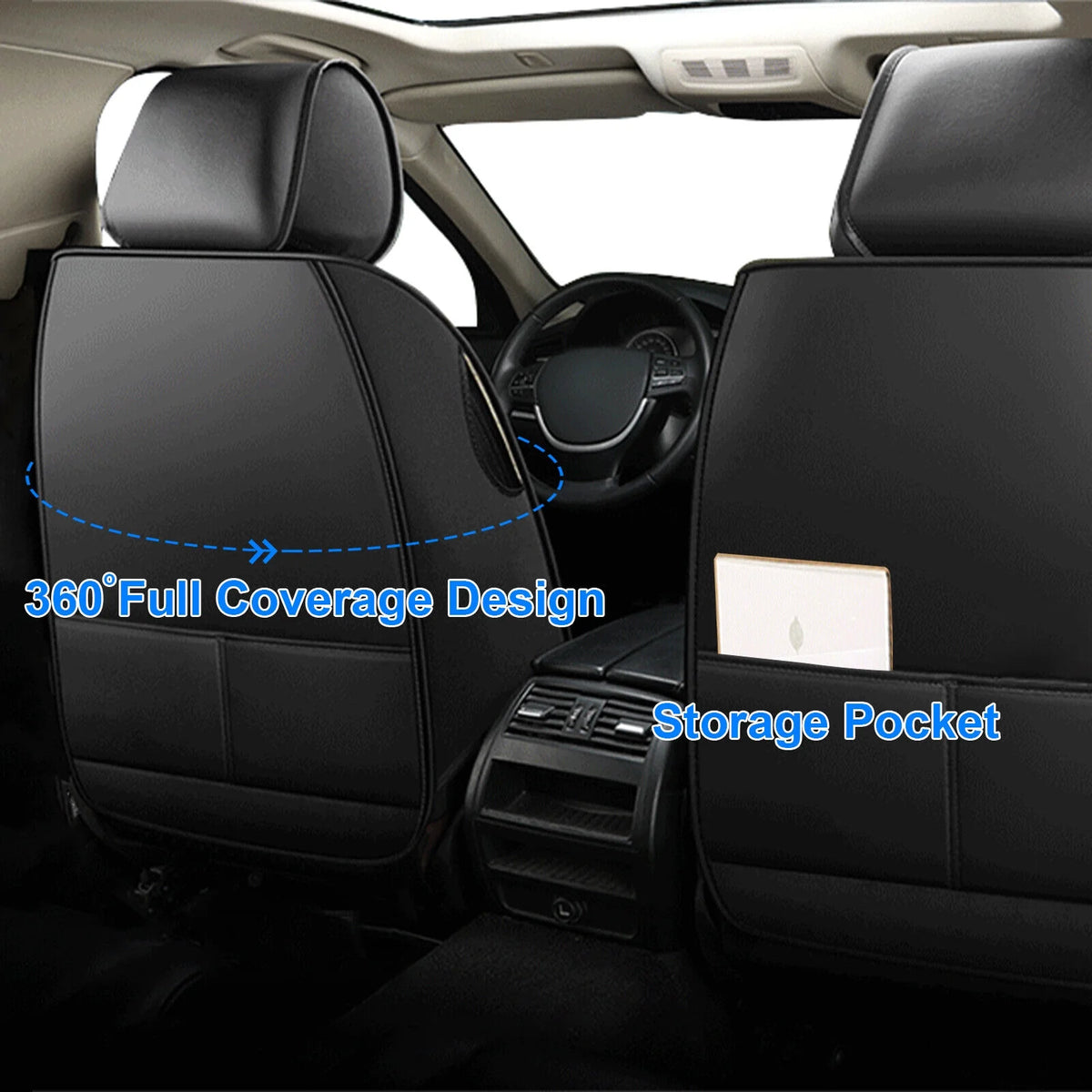 5 Seats PU Leather Car Seat Covers with 4 Pillows Black+Red M349340