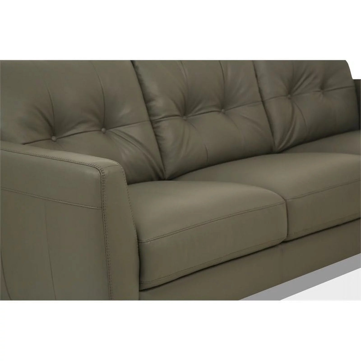 Tufted Leather Sofa in Pesto Green L742746