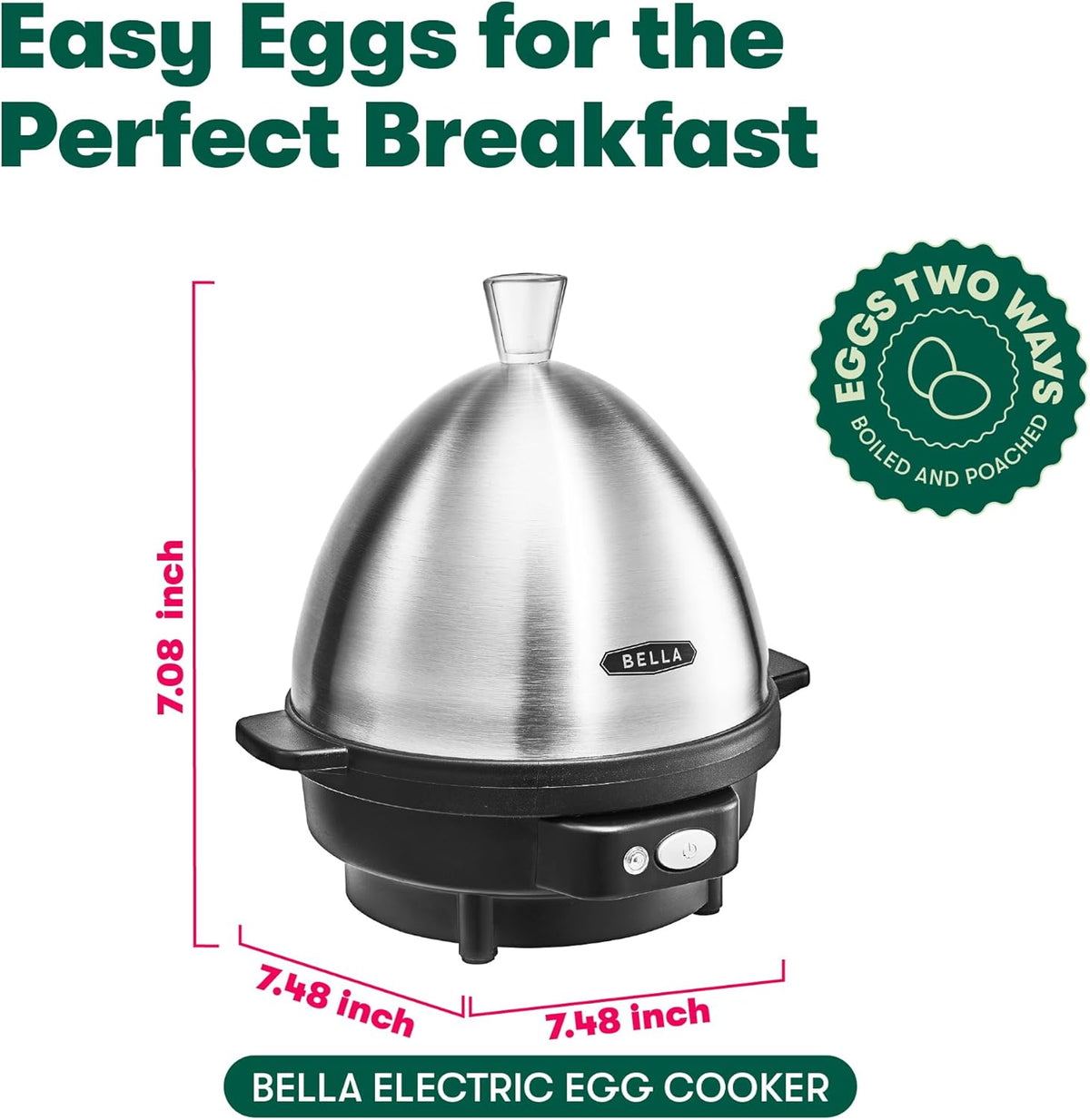 Black Electric Egg Cooker with 7 Egg Capacity Tray O95920