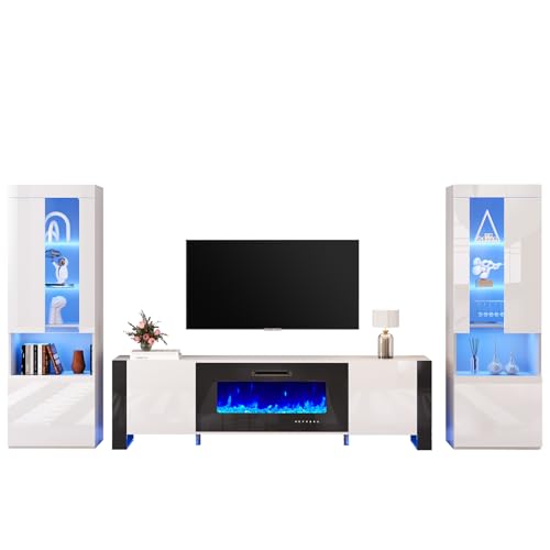 Entertainment Center with Fireplace and 2 Bookshelves, TV Stand for TVs Up to 80in K215819