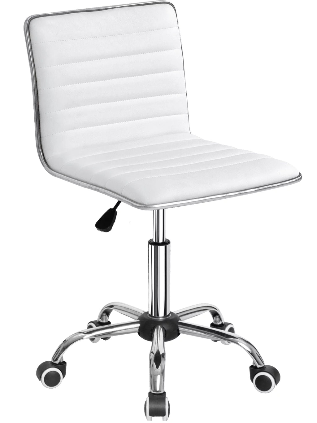 White Faux Leather Armless Office Chair C8956