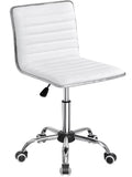 White Faux Leather Armless Office Chair C8956