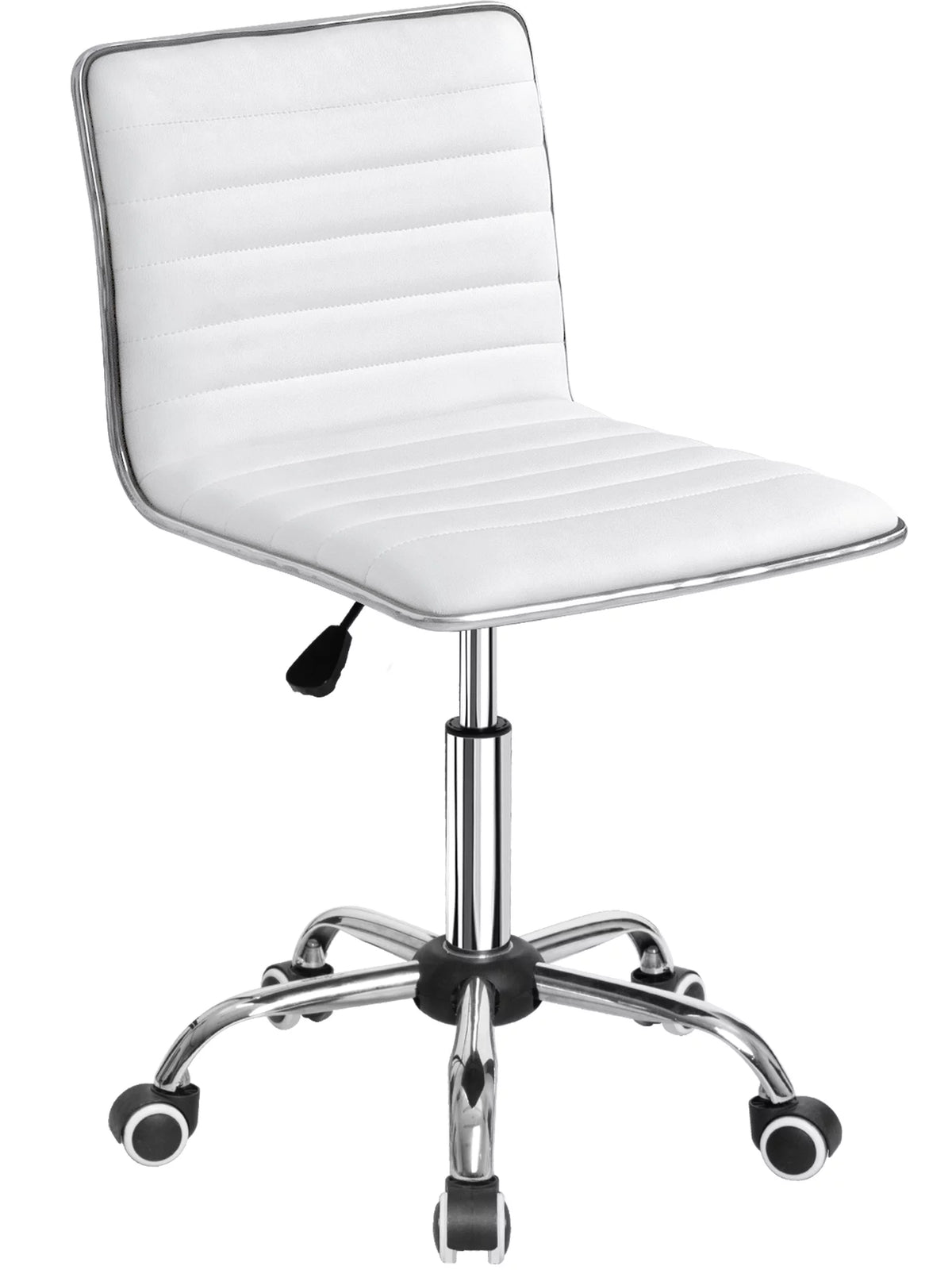 White Faux Leather Armless Office Chair C8956