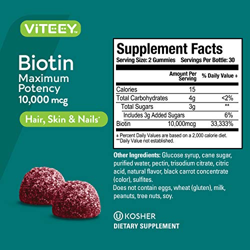 10,000mcg Biotin Gummies for Hair Skin and Nails E49721