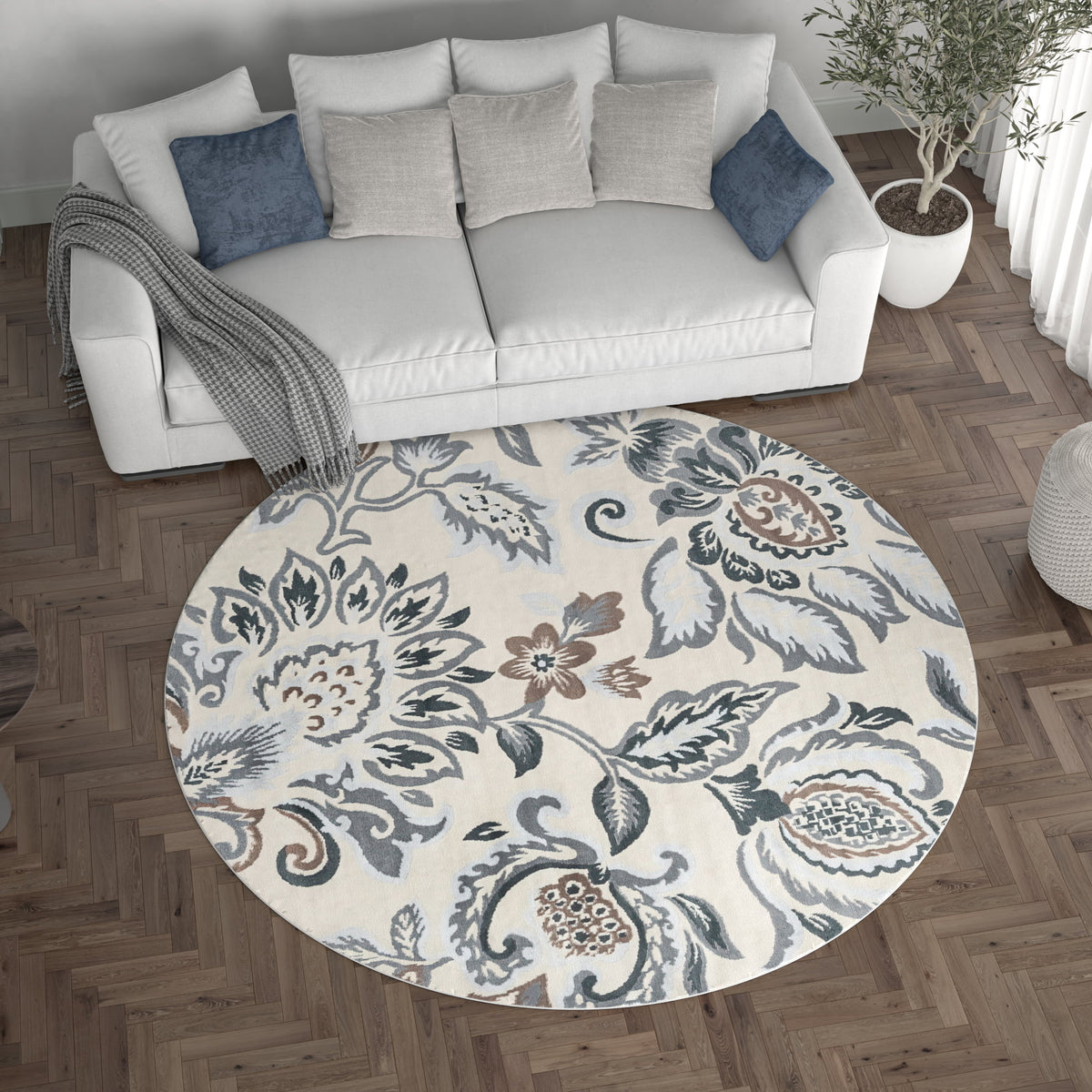 6ft Round Cream Area Rug H794130