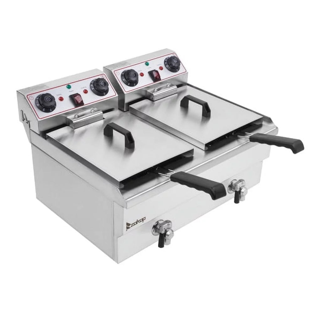 16.9QT Stainless Steel Double Tank Deep Fryer 3400W G91173