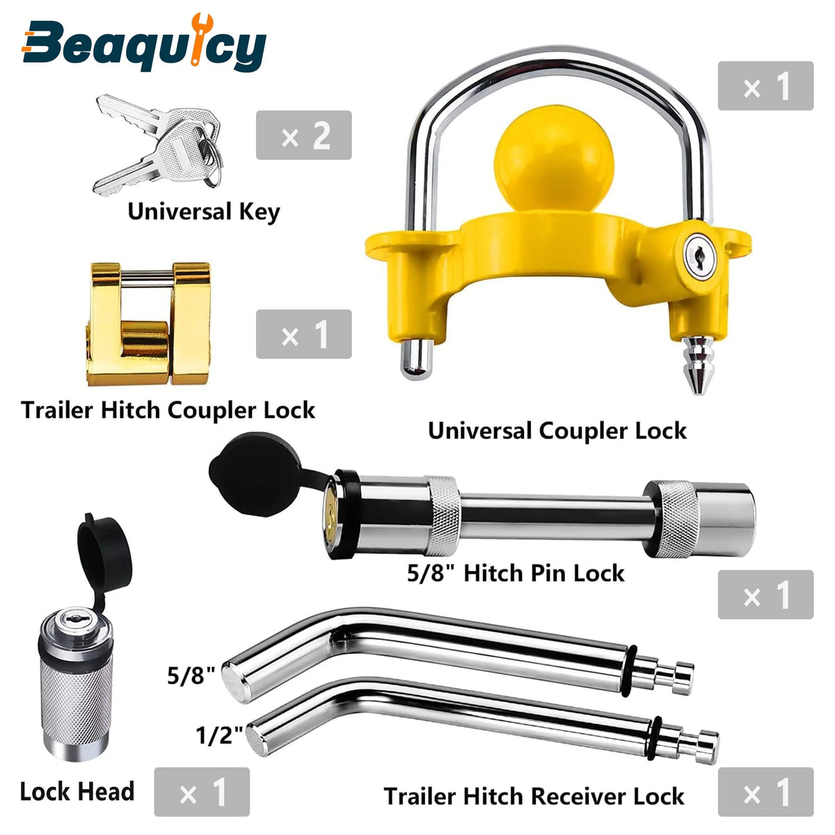 Trailer Hitch Security Lock Set with Pin Lock, Share 2 Keys R8082