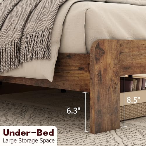 Queen Size Dark Brown Wood Platform Bed Frame N16340