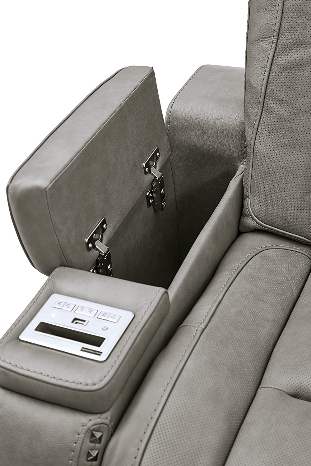 Gray Leather Power Reclining Loveseat Q44221
