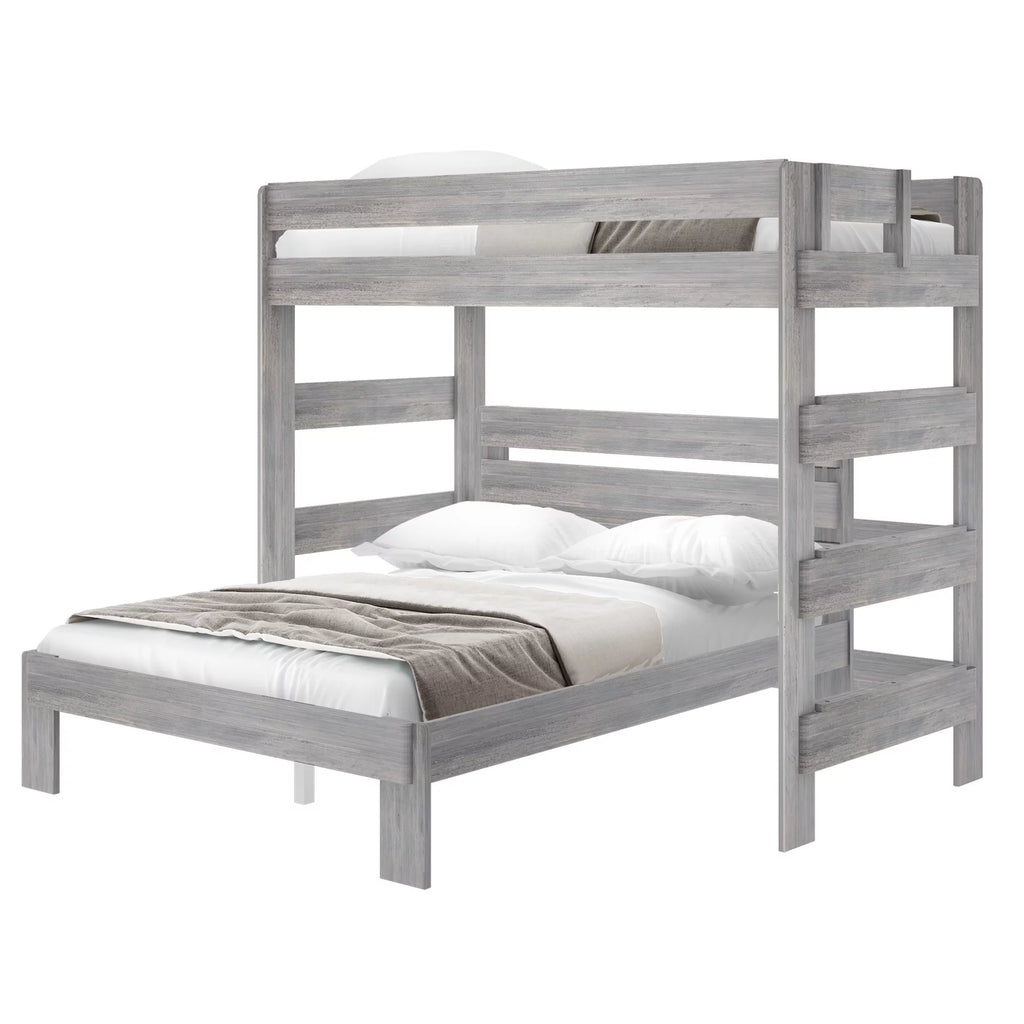 Solid Wood Twin over Queen L-Shaped Bunk Bed K9299